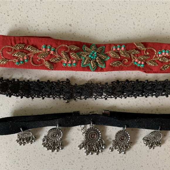 3 piece choker set perfect for festivals. All have adjustable chains. - Picture 4 of 4